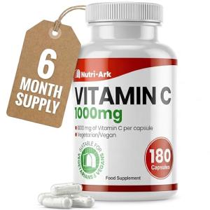 Vitamin C 1000mg | 180 Capsules (6 Month Supply) | High Strength Ascorbic Acid | Vegan & Vegetarian Friendly | Manufactured in The UK