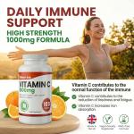 Vitamin C 1000mg | 180 Capsules (6 Month Supply) | High Strength Ascorbic Acid | Vegan & Vegetarian Friendly | Manufactured in The UK