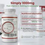 Vitamin C 1000mg | 180 Capsules (6 Month Supply) | High Strength Ascorbic Acid | Vegan & Vegetarian Friendly | Manufactured in The UK