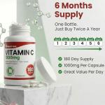 Vitamin C 1000mg | 180 Capsules (6 Month Supply) | High Strength Ascorbic Acid | Vegan & Vegetarian Friendly | Manufactured in The UK