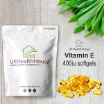 UKHealthhouse Vitamin E 400IU Capsules | DL Alpha Tocopheryl Acetate | High Strength Antioxidant Support for Skin, Heart & Immune Health | Non-GMO & Gluten-Free | 30 Softgels
