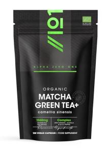Organic Matcha Green Tea Extract 1360mg - 180 Vegan Capsules - Boosted with Turmeric, Acerola & Black Pepper – Resealable and Recyclable Pouch by Alpha01