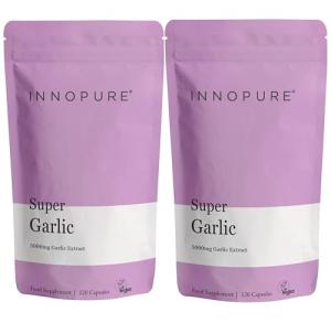 INNOPURE Odourless Garlic 5000mg (240 Capsules) Vegan Society Certified - Immune Support - No Artificial Fillers or Binders - Made in The UK (2 Pack)