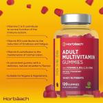 Multivitamin Gummies for Adults | 120 Count | Strawberry Flavoured | 14 Key A-Z Nutrients | with Vitamin A, B12, C, D, and Zinc | Vegan | by Horbaach