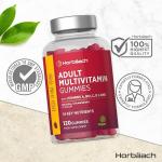 Multivitamin Gummies for Adults | 120 Count | Strawberry Flavoured | 14 Key A-Z Nutrients | with Vitamin A, B12, C, D, and Zinc | Vegan | by Horbaach