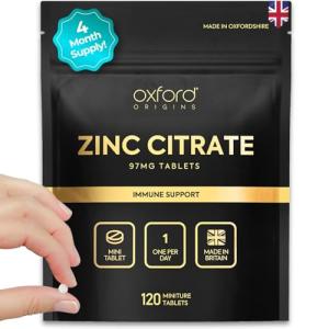 Micro Zinc Tablets 97mg High Strength Formula | One per Day, Easy to Swallow Zinc Supplements for Immune Support, Hormones, Hair, Skin & Nails, Made in UK | 120 Mini Tablets