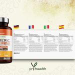 Turmeric Capsules High Strength 1860mg with Black Pepper, Ginger, Vitamin C & D for Immune System & Joints Plus K2 Mk7-120 Vegan Capsules Premium Turmeric Curcumin – Made in The UK by YrHealth