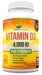 Vitamin D 4,000 IU Tablets, Maximum Strength Vitamin D3 Supplement, 365 Easy to Swallow Tablets - Full Year Supply