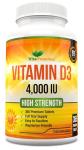 Vitamin D 4,000 IU Tablets, Maximum Strength Vitamin D3 Supplement, 365 Easy to Swallow Tablets - Full Year Supply