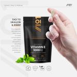 Vitamin E 1000IU D-Alpha Tocopherol – 100% Natural Vitamin E – 90 Vegan Capsules – Highly Absorbable – 3 Month Supply – Protects Cells from Oxidative Stress – by Alpha01