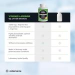 L-Arginine High Strength 4500 mg per Daily Dosage - 360 Capsules of 750 mg - Sport Performance Booster - Natural Supplement of Pure L Arginine Without Additives, German Quality- Vitamaze