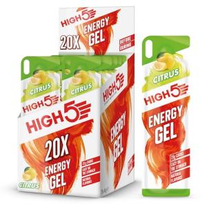 HIGH5 Running Gels - Carbohydrate Supplements for Quick Energy Release - Natural Fruit Juice & Caffeine-Free - Instant Energy Boost for Running, Cycling Nutrition & Endurance Sports (Citrus, 20 x 40g)