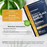 Black Garlic Tablets 15,000mg | 180 Count | High Strength Odourless Concentrated Extract (100:1) | Aged Black Garlic Vegan Supplement | by Horbaach