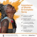 BetterYou B-Complete Oral Spray, Fast Acting B-Complex Supplement, High Strength Blend of All 8 B-Vitamins, Natural Peach, Plum & Raspberry Flavour, 1-Month Supply