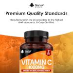 Vitamin C Tablets 1000mg - Enriched with Bioflavonoids & Rosehip - Premium Vitamin C Supplements - Vegan Tablets High Strength Ascorbic Acid VIT C for Normal Immune System UK Made