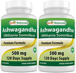 Best Naturals Ashwagandha 500 mg 120 Capsules (120 Count (Pack of 2))