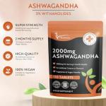 Ashwagandha 2000mg - 120 Vegan Tablets Pure High Strength Ashwagandha Root Extract - 2 Months Supply - Ashwagandha Supplement (not Ashwagandha Capsules or Gummies) Non-GMO and Made in The UK