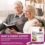 Beet Root Gummies, 90 Count Beet Gummies for Heart Health Support, Extract Supplement with Vitamin C, B12, Grape Seed Extract & Black Pepper, Sugar Free, Boost Energy Levels, Supports Immune