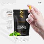 Odourless Garlic Oil Pearls 45,000mg - 180 Softgel Capsules (One per Day) - Cold Pressed & Deodourised Garlic Supplement – Resealable and Recyclable Pouch by Alpha01