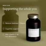 WILD NUTRITION Food-Grown® Iron Plus | Gentle Iron Supplements with Vitamin C for Higher Absorption | Easy to Digest Tablets for Cognitive, and Energy Support | 30 Capsules