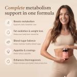 Metabolism Booster & Thermogenic Fat Burner | Natural Weight Loss Support & Appetite Suppressant for Women | Green Tea Extract, L-Carnitine, Caffeine, Cayenne, Chromium | Burn Belly Fat & Boost Energy
