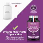 Organic Milk Thistle high Strength - Pure Seed Powder Excipient Free - Triple Action Liver Supplement: Detoxify, Protect & Strengthen - 120 Vegan Capsules - High Strengh - French Expertise - Nutrimea