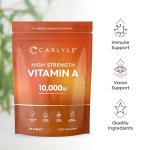 Vitamin A Tablets 10000 IU | 365 Count (1 Year Supply) | Vitamin A as Retinol Acetate | High Strength | Vegan and Vegatarian | by Carlyle