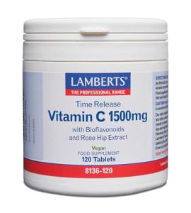 Lamberts Time Release Vitamin C 1500mg – with Bioflavonoids – Gradual Absorption High Strength – 120 Tablets