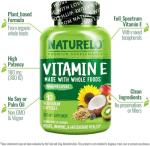 NATURELO Vitamin E with Mixed Tocopherols from Natural Sources (Coconut, Sunflower & Rice Bran) - 180mg - Includes Avocado, Mango, Kiwi & BlackBerry Extracts - 90 Vegan Capsules | 3 Months Supply