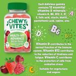 Chewy Vites Adult Multivitamin Advance, 60 Multivitamin Gummies, 12 Essential Nutrients, 2 Months Supply, Real Fruit Juice, Vegan, Berries Flavour
