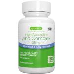 Igennus Clean Chelated Zinc Picolinate & Bisglycinate Complex 25mg with Copper, 6 Month Supply 180 Tablets, High Absorption & Lab Verified, Non-GMO, Supplement for Men & Women, Immune Support & Skin