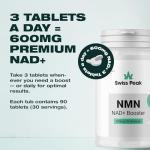 NMN = NAD+ Supplement, 600mg per Serving, Enhanced Absorption, Actual NAD+ Supplement for Cellular Repair & Energy Metabolism | Vegan, Non-GMO