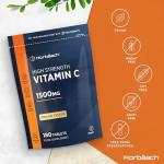 Vitamin C Tablets 1500mg | 180 Count | High Strength Vitamin C as Ascorbic Acid | Suitable for Vegetarian and Vegan | by Horbaach