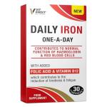Vit Direct - Daily Iron Supplements - 30 Capsules - with Added Folic Acid & Vitamin B12 - Supports Haemoglobin & Red Blood Cell Function - Reduces Tiredness & Fatigue - Energy Supplements