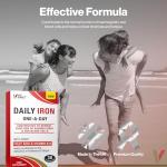 Vit Direct - Daily Iron Supplements - 30 Capsules - with Added Folic Acid & Vitamin B12 - Supports Haemoglobin & Red Blood Cell Function - Reduces Tiredness & Fatigue - Energy Supplements