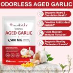 Aged Garlic Extract Capsules 7500mg Odorless,for Heart Health, Immune Support,Garlic Supplement,Non-GMO, Gluten-Free, Vegetarian|300 Softgels