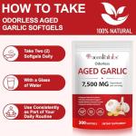 Aged Garlic Extract Capsules 7500mg Odorless,for Heart Health, Immune Support,Garlic Supplement,Non-GMO, Gluten-Free, Vegetarian|300 Softgels