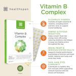 Healthspan Vitamin B Complex | 8 B-Complex Vitamins | Heart Health, Mental Performance & Psychological Function | Combat Tiredness & Fatigue | Gelatin Free | Vegan (180 Tablets)