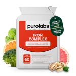 Premium High Strength Iron Tablets for Women & Men – Gentle Iron Complex with Vitamin C, B12, B9 Folate & Zinc – Energy, Immunity & Blood Support – 60 Vegan Capsules