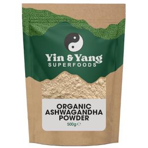 Organic Ashwagandha Powder 500g, by Yin & Yang Superfoods. 100% Pure and Raw - Premium Quality. Vegan, Gluten Free & Palm Oil Free.