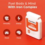 Premium High Strength Iron Tablets for Women & Men – Gentle Iron Complex with Vitamin C, B12, B9 Folate & Zinc – Energy, Immunity & Blood Support – 60 Vegan Capsules