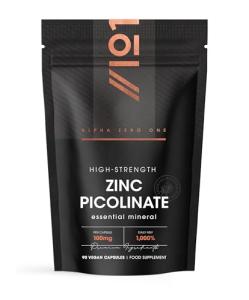 Zinc Picolinate 100mg - Immune Suport Elemental Zinc Picolinate - 90 Vegan Capsules (3 Months Supply) - Resealable and Recyclable Pouch by Alpha01