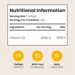 VitaBright Vitamin D3 4000 IU Daily | 425 Micro Softgels | 14 Month Supply | High Strength Vitamin D Tablets | Sugar-Free Alternative to Gummies | Cholecalciferol Supplements for Women & Men