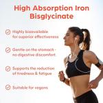 Premium High Strength Iron Tablets for Women & Men – Gentle Iron Complex with Vitamin C, B12, B9 Folate & Zinc – Energy, Immunity & Blood Support – 60 Vegan Capsules