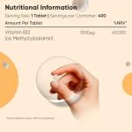 Vitamin B12 Tablets 1000mcg - 1+ Year Supply - 400 Chewable Tablets - Natural Lemon Flavour - Vegan & Gluten-Free - Methylcobalamin Form - B12 Vitamins for Women & Men - Made in the UK