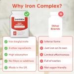 Premium High Strength Iron Tablets for Women & Men – Gentle Iron Complex with Vitamin C, B12, B9 Folate & Zinc – Energy, Immunity & Blood Support – 60 Vegan Capsules