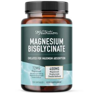 Magnesium Bisglycinate 400mg | 100% Chelated for Maximum Absorption & Bioavailability | Magnesium for Sleep, Relaxation, Muscle Health, Stress & Energy Support | 120 Capsules (2-Month Supply)