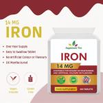 Iron Tablets High Strength 14mg | 365 Vegan Tablets (One Year Supply) | Contributes to The Reduction of Tiredness & Fatigue | Iron Supplements for Men & Women | Easy to Swallow Iron Pills | UK Made