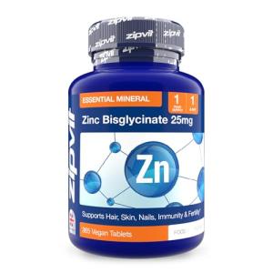 Zipvit Zinc Tablets 25mg, (1 Year Supply) Supports Immunity, Fertility & Normal Testosterone Levels, Zinc Supplements for Men & Women as Bisglycinate, 365 Vegan Tablets