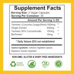 Honor Stone - Turmeric Capsules with Ginger & Black Pepper – 1950mg High Strength 95% Curcuminoids, Curcumin – Joint Support & Inflammation Supplement – Vegan, Gluten Free – 60 Capsules (not tablets)